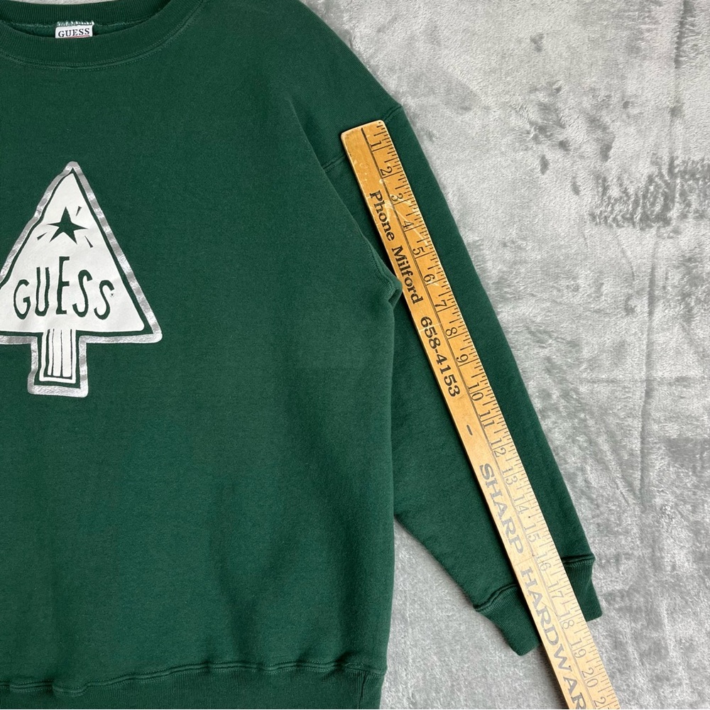Vintage 90s Y2K Guess Christmas Tree Graphic Sweatshirt OSFA Medium Large Grunge - Picture 11 of 12